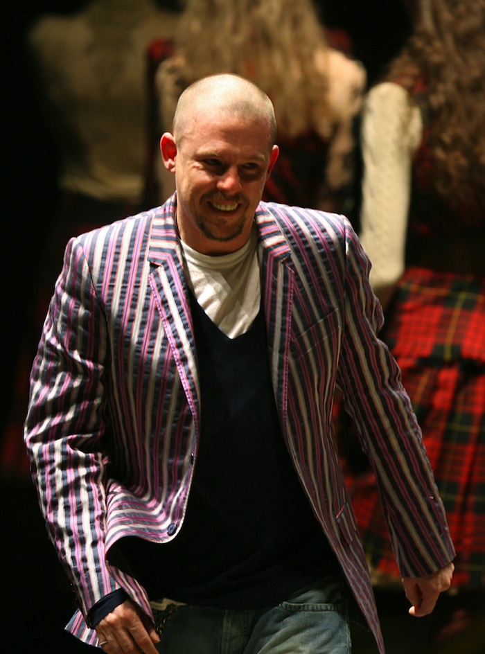 British fashion designer Alexander McQueen appears at the end of his ready-to-wear fall/winter 2006-..