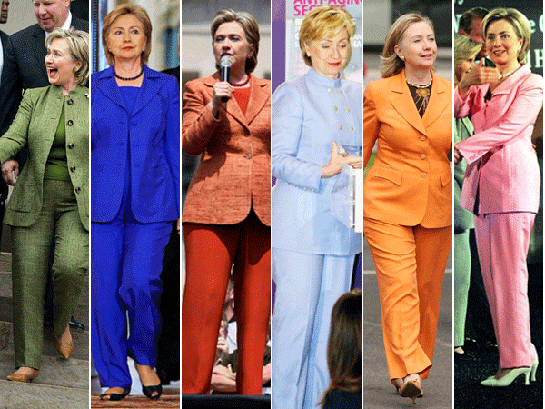 Cựu phu nhân tổng thống Mỹ Hilary Clinton cũng gắn liền hình ảnh trong những bộ suit đơn màu nổi bật