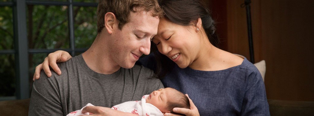 CEO của Facebook, Mark Zuckerberg với vợ, Priscilla Chan và con gái Max mới sinh 