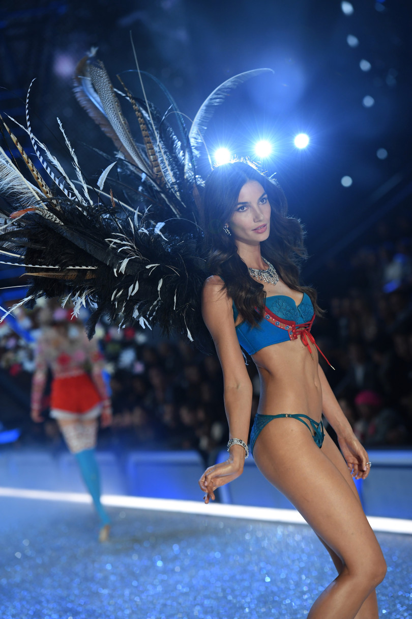 PARIS, FRANCE - NOVEMBER 30: Lily Aldridge walks the runway during the 2016 Victoria's Secret Fashion Show on November 30, 2016 in Paris, France. (Photo by Dimitrios Kambouris/Getty Images for Victoria's Secret)