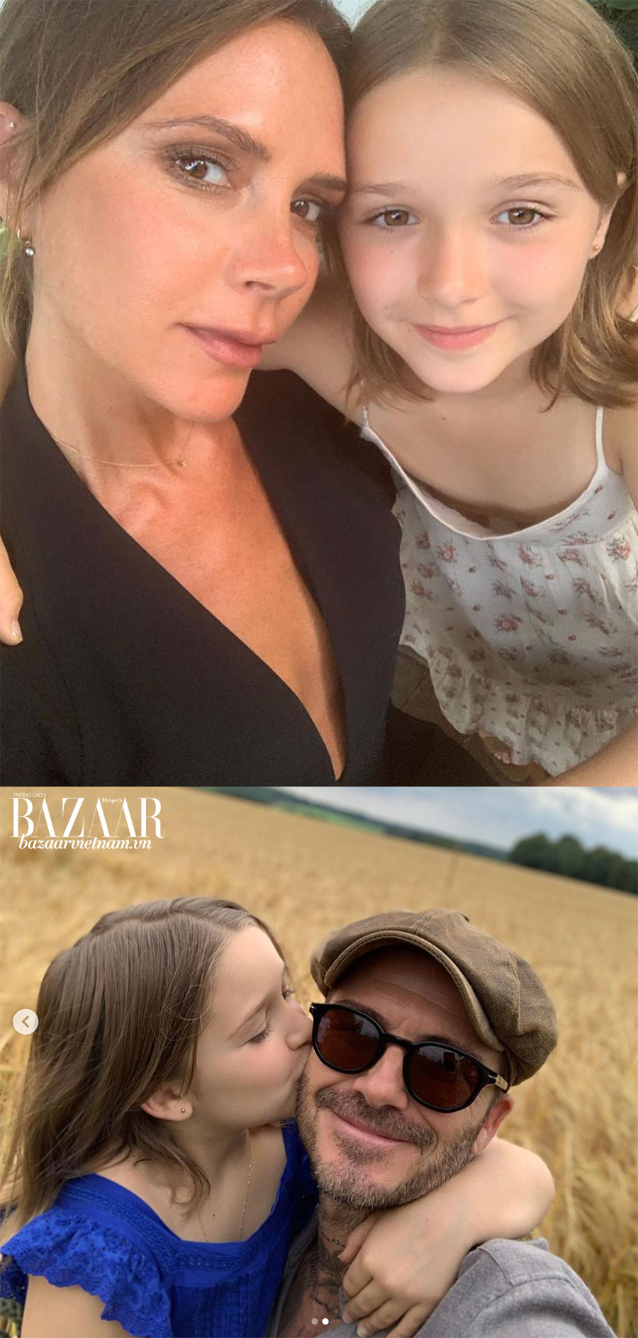 Bé Harper ra dáng khi chụp với mẹ, nhưng lại điệu hết cỡ khi chụp hình với bố. Ảnh: Instagram David Beckham và Victoria Beckham