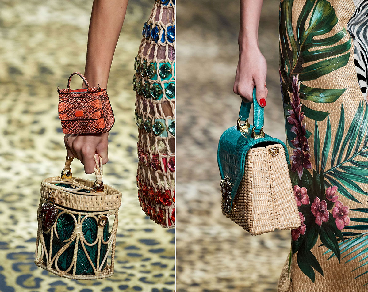 Những chiếc túi đan kết hợp da trong show diễn Dolce & Gabbana Xuân Hè 2020