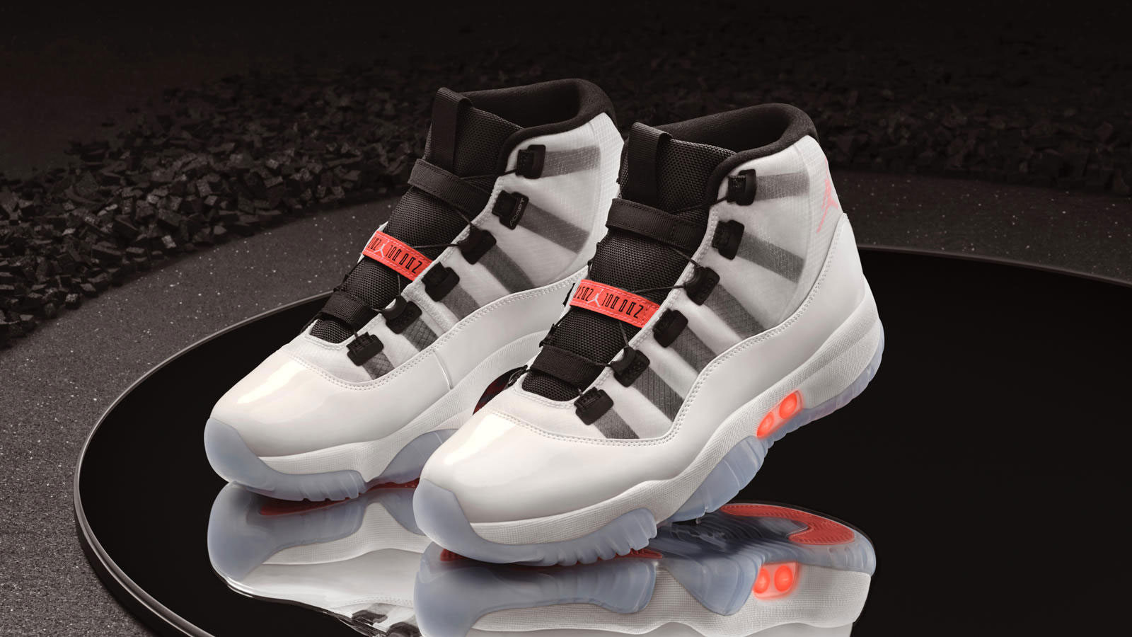 Giày thể thao Air Jordan 11 Adapt (trắng) có chế độ tự cột dây giày