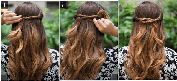 Cách tạo kiểu tóc nữ đơn giản với tóc buộc xoăn nửa đầu