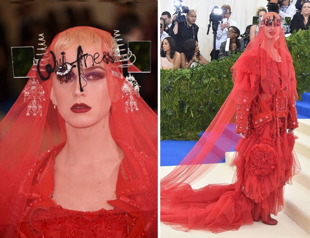 At the 2017 Met Gala, Katy Perry wore an avant-garde outfit designed by John Galliano for fashion house Maison Margiela.
