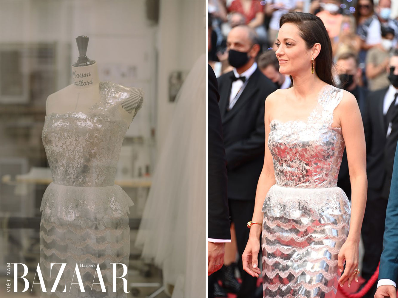 Chiếc đầm Chanel Marion Cotillard mặc trên thảm đỏ Cannes 2021 mất 322 tiếng đồng hồ để thực hiện