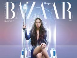 Minh Hằng kiêu kỳ như Nữ hoàng băng tuyết trên bìa Harper’s Bazaar Vietnam
