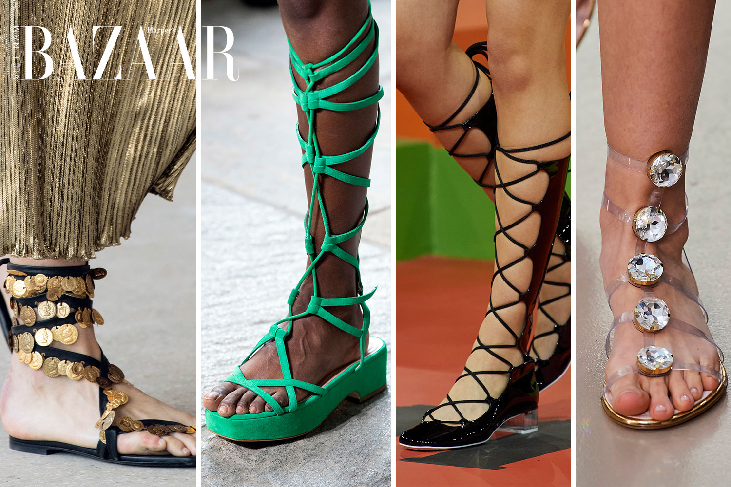 Xu hướng thời trang nổi bật trên sàn diễn Xuân Hè 2022: Giày đấu sĩ gladiator