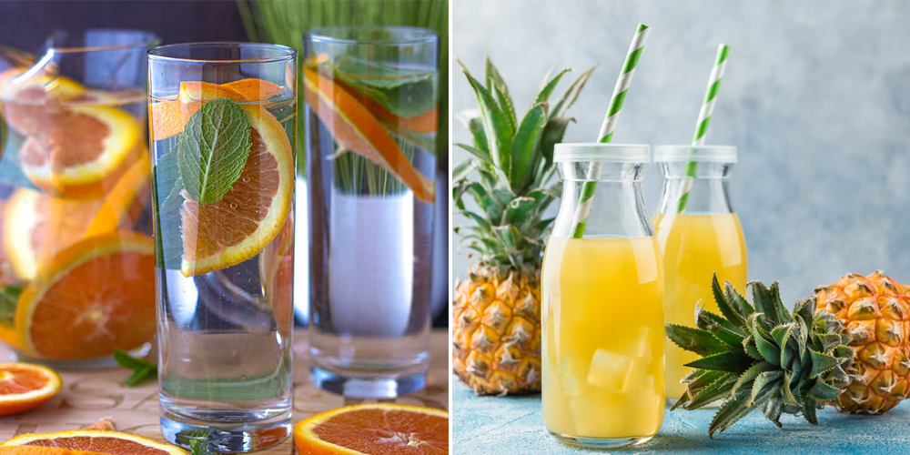 Cách làm nước detox thải độc trị mụn từ cam và dứa