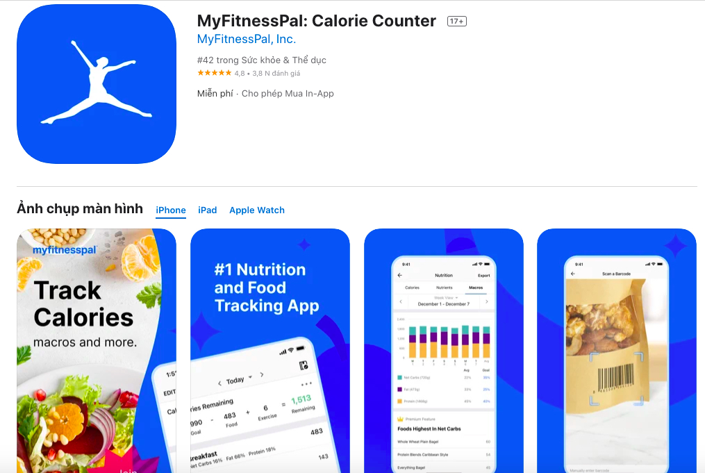App giảm cân MyFitnessPal