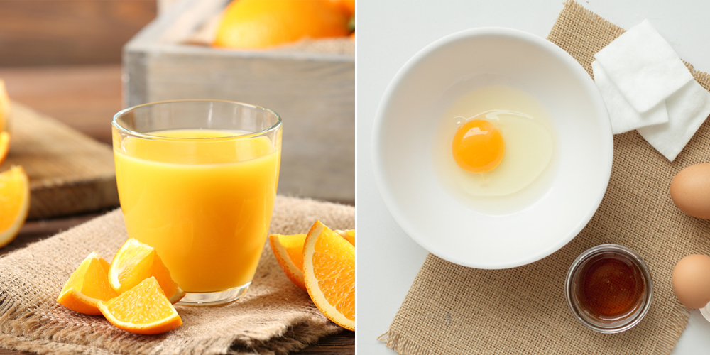 lòng trắng trứng gà và cam tươi