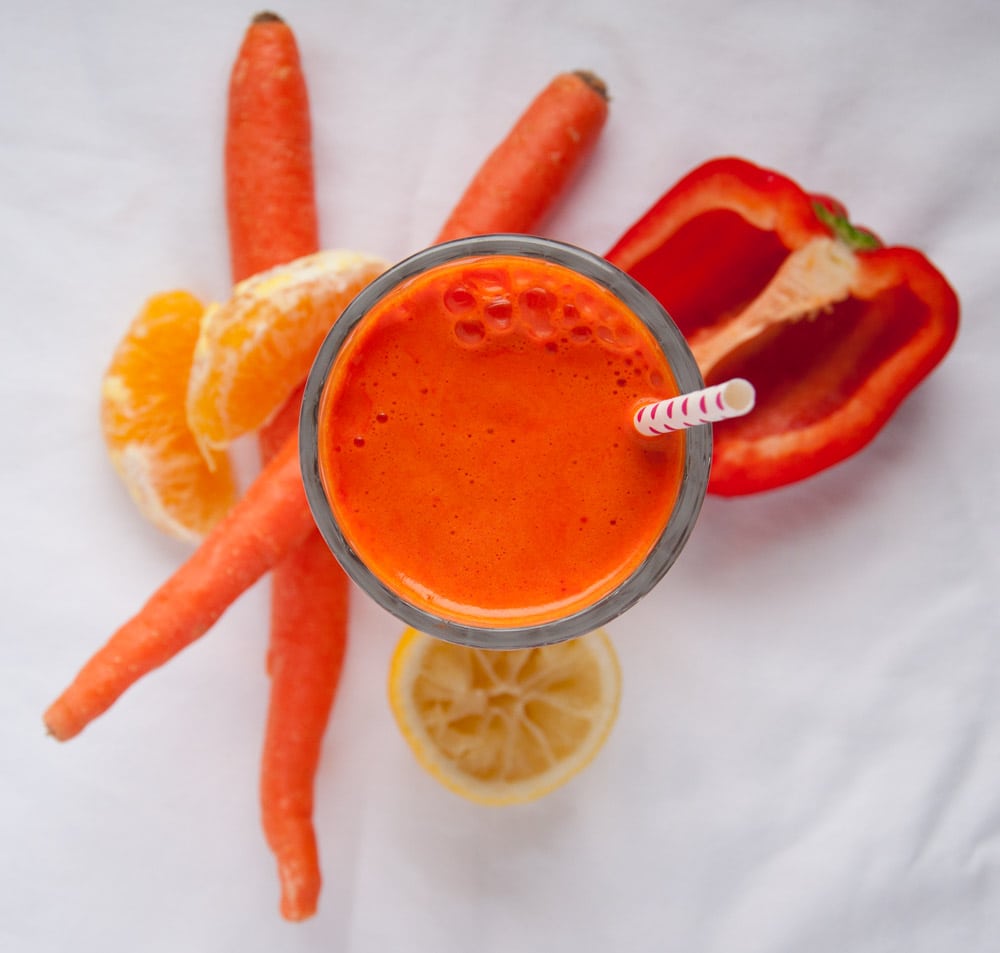 Nước ép ớt chuông giảm cân với cà rốt và cam