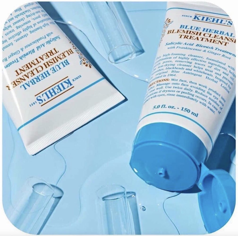 Sữa rửa mặt cho nam da mụn Kiehl's Blue Herbal Acne Cleanser Treatment