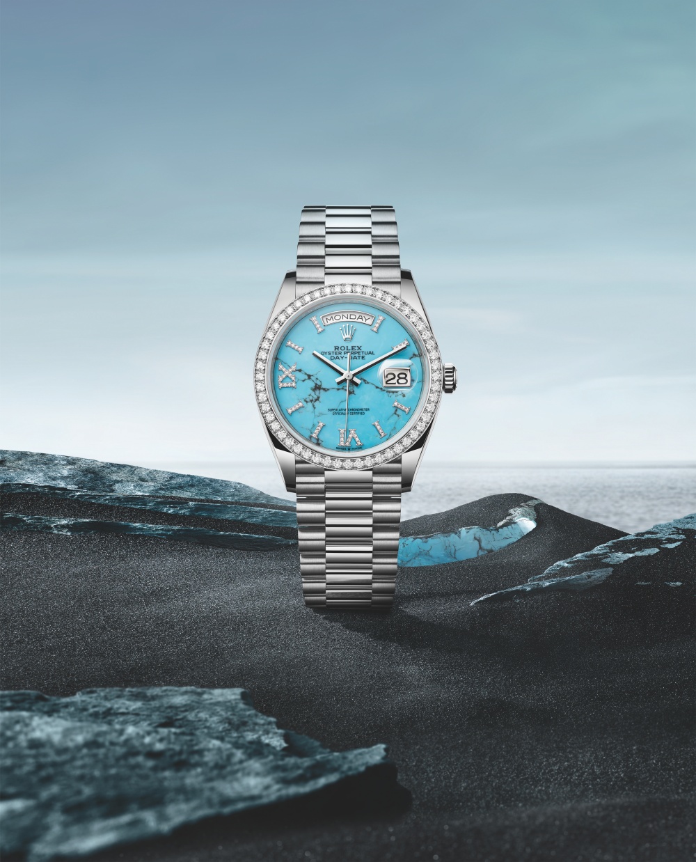 Đồng hồ Oyster Perpetual Day-Date 36, mặt số đá turquoise 