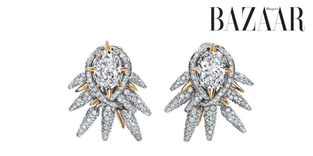 Hoa tai từ kim cương, bạch kim, vàng vàng 18k, Tiffany & Co. Blue Book 2023 