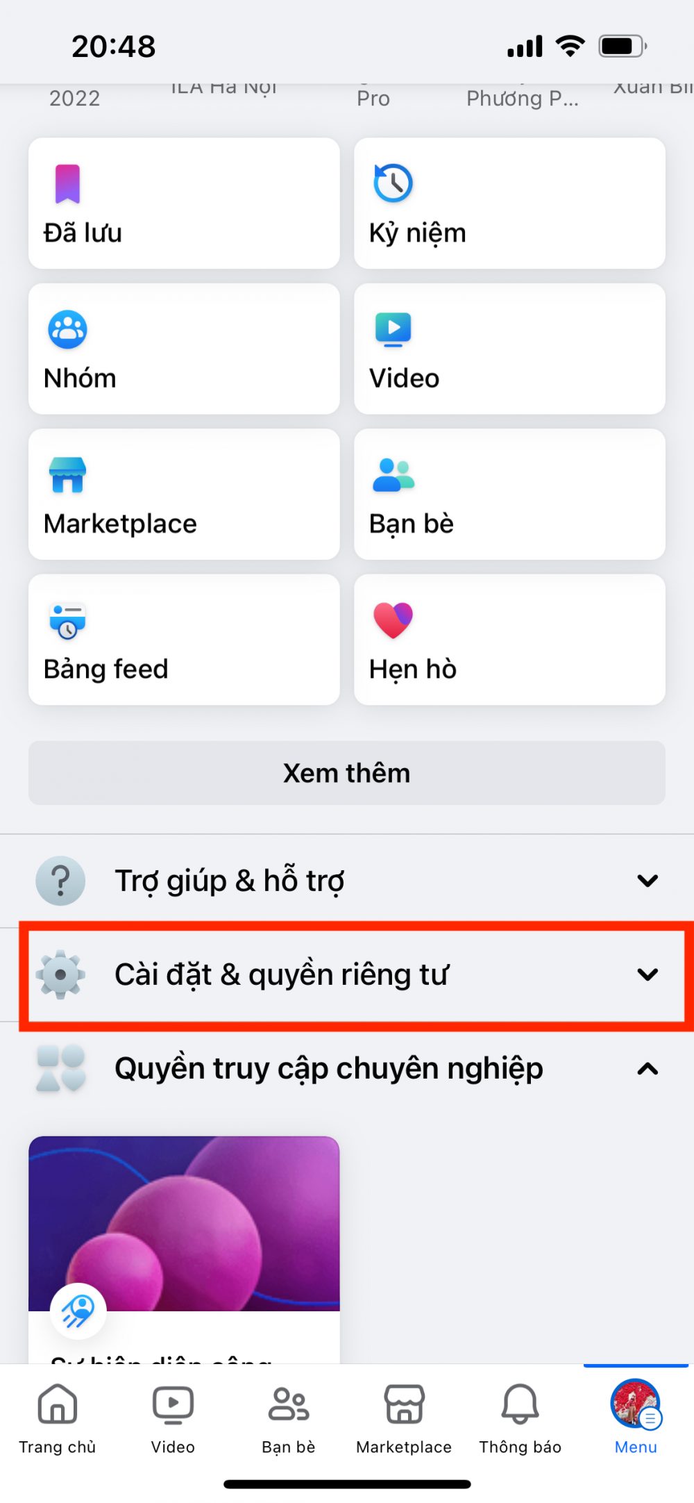 Cách ẩn bạn bè trên Facebook điện thoại