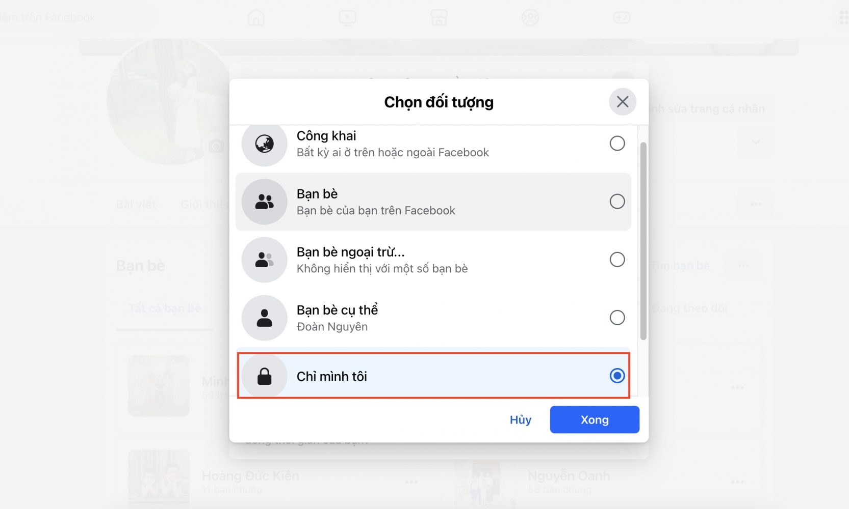 chọn Chỉ riêng mình tôi