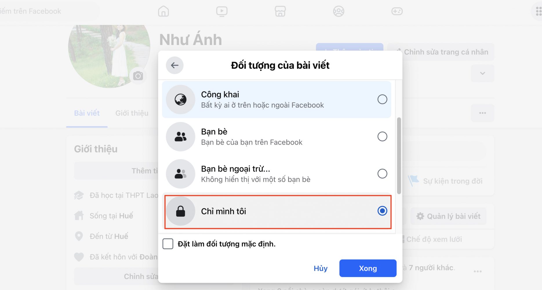 Chế độ “Chỉ mình tôi”