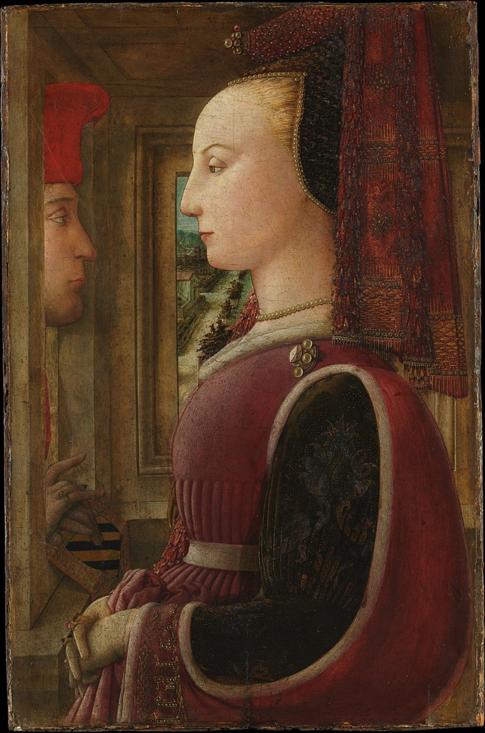 Tác phẩm Portrait of a Woman with a Man at a Casement của họa sĩ người Ý, Fra Filippo Lippi. Ảnh: MET Museum. Chứng rụng tóc. 