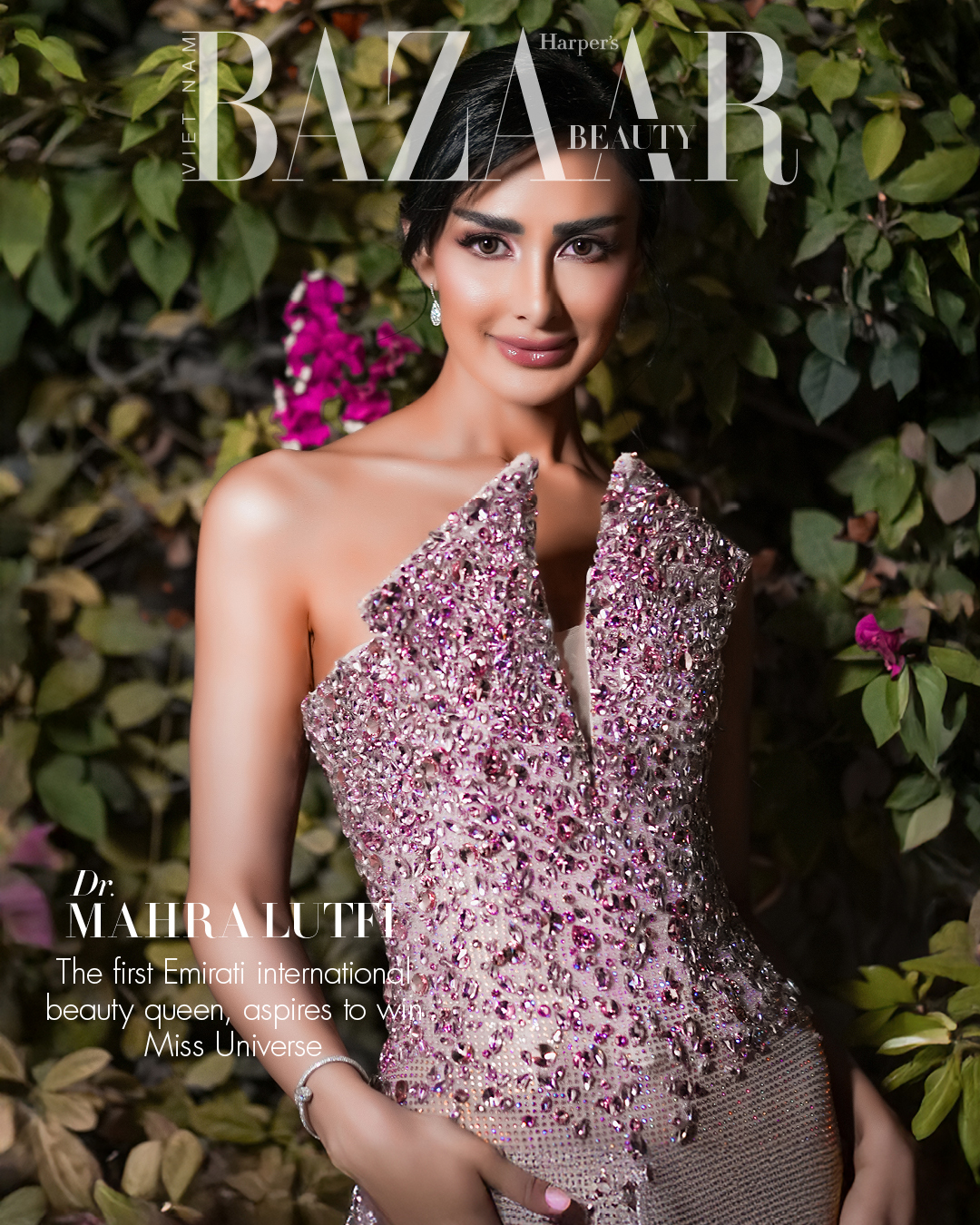 Dr. Mahra Lutfi appears on the cover of Harper’s Bazaar Vietnam's Beauty section.