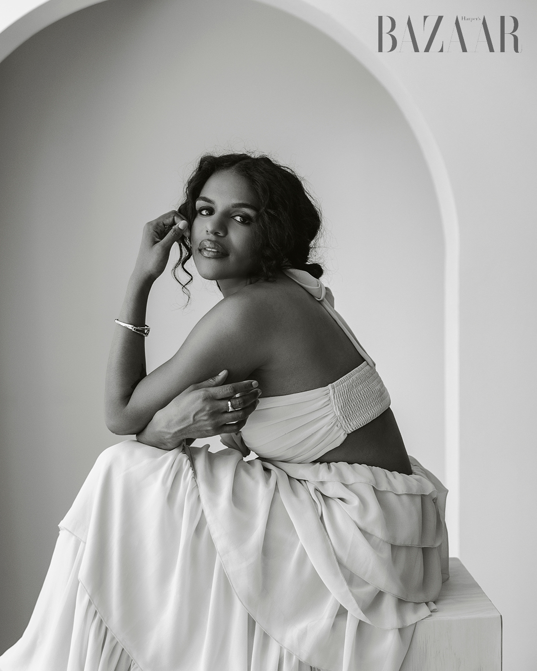 Pirate Queen Samantha Williams in the lens of Nicole Wilson 6 – Peach dress, Seni & Cade. Shoes, SJP.