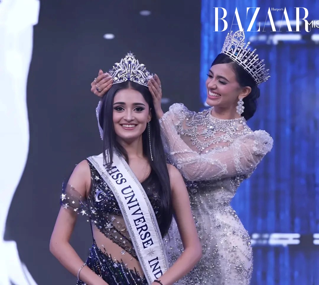 Manika Vishwakarma đăng quang Hoa hậu Hoàn vũ Ấn Độ 2025 trong trang phục của NTK Song Toàn. 