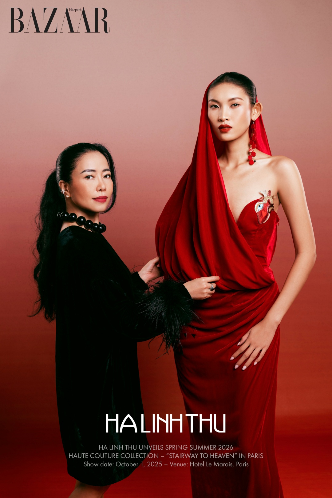 Nhà thiết kế Hà Linh Thư và Quán quân The Face Vietnam 2023, Huỳnh Tú Anh sẽ là vedette cho show diễn của chị tại Paris. Ảnh: Kiếng Cận. 