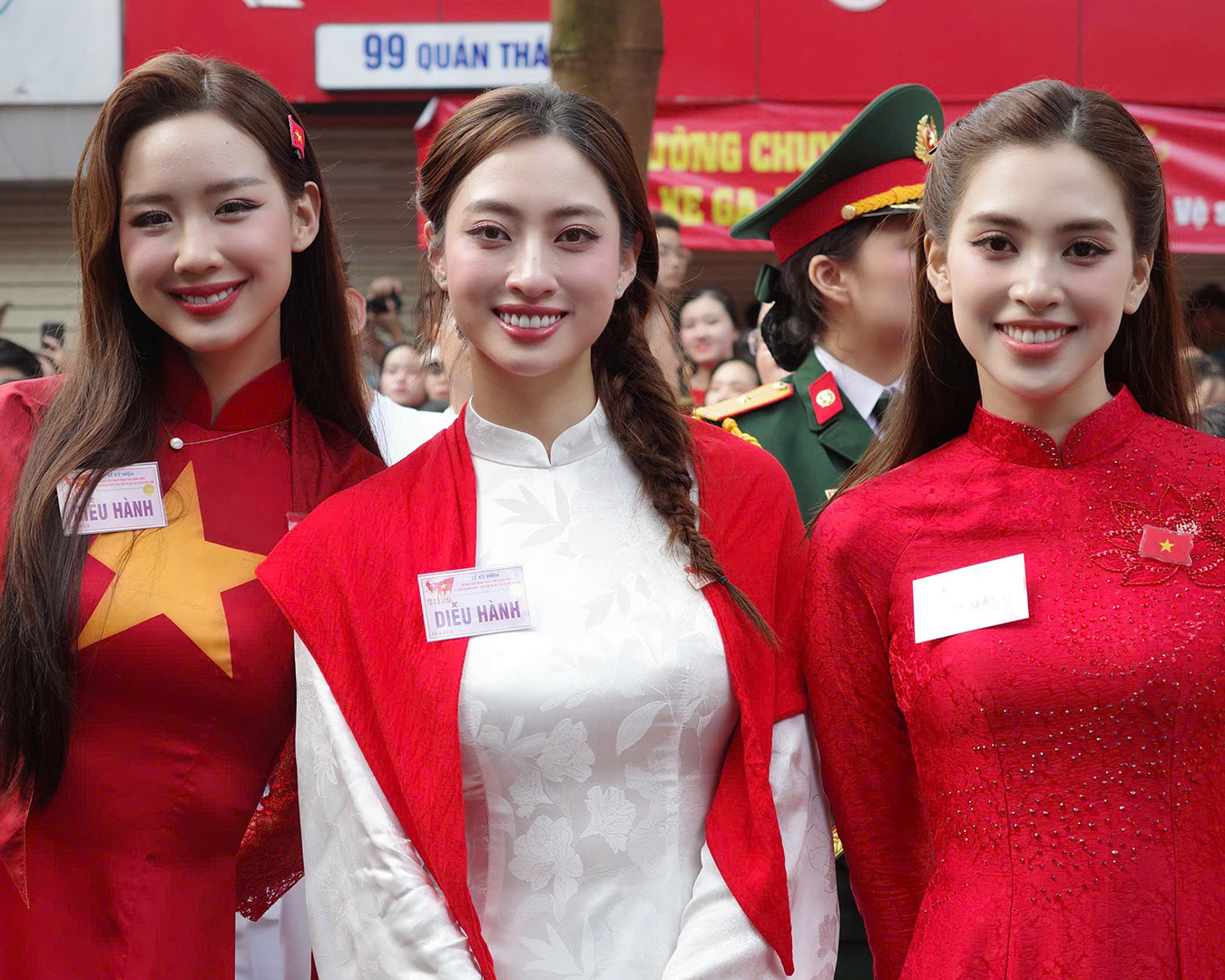 Hoa hậu Tiểu Vy, Lương Thùy Linh, Bảo Ngọc đồng diễn “Khí phách Việt Nam” tại sự kiện A80