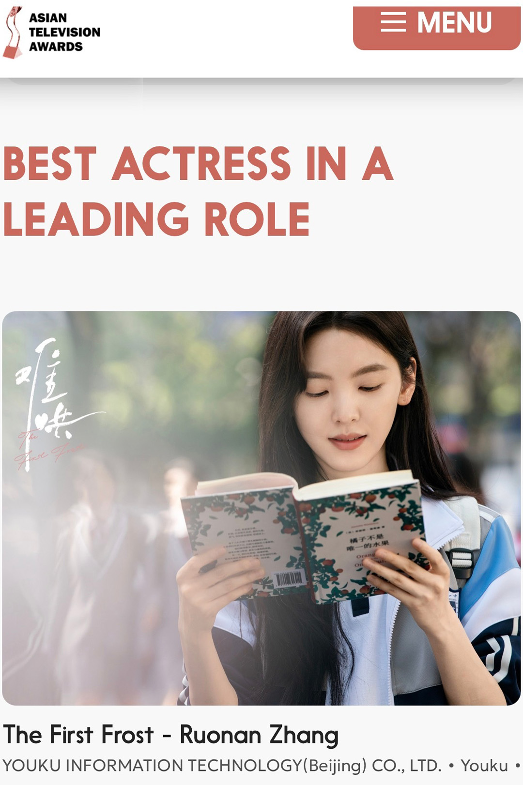 Chương Nhược Nam, Bạch Kính Đình nhận đề cử tại Asian Television Awards