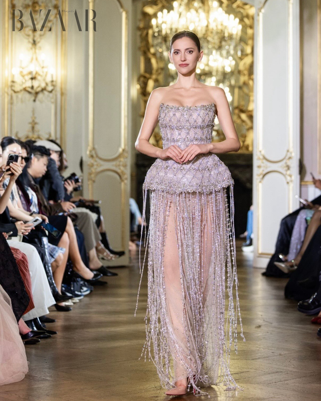 Iuliia Bazhan walks for Linh Nga Couture at Paris Fashion Week 2026 2