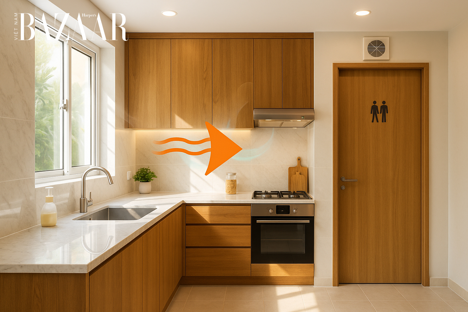 Tăng ánh sáng và thông gió cho khu bếp