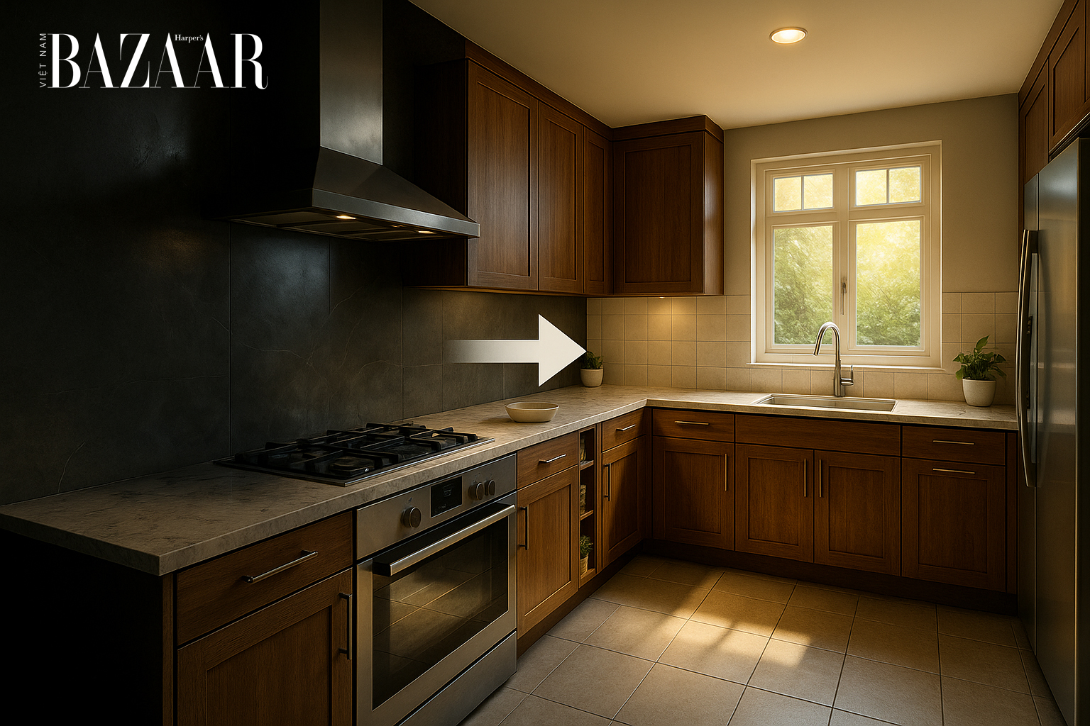 Lỗi phong thủy nhà bếp: Bếp không có ánh sáng tự nhiên, quá tối hoặc ẩm thấp