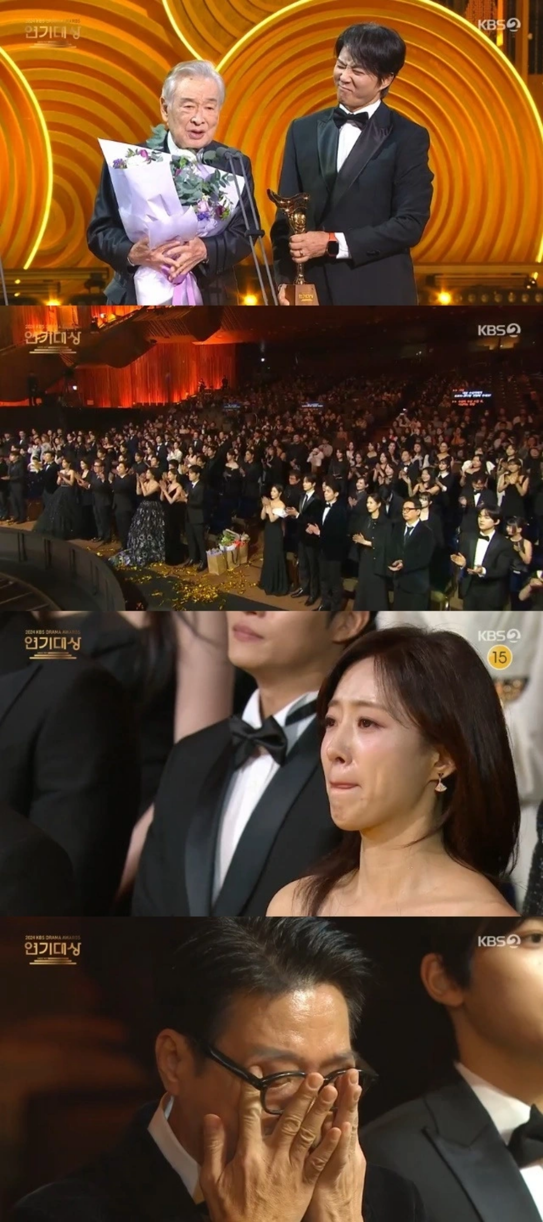 Khoảnh khắc Lee Soon Jae nhận được giải thưởng Daesang danh giá, toàn thể khán phòng đứng lên vỗ tay, có những người không kìm được nước mắt. Ảnh: KBS