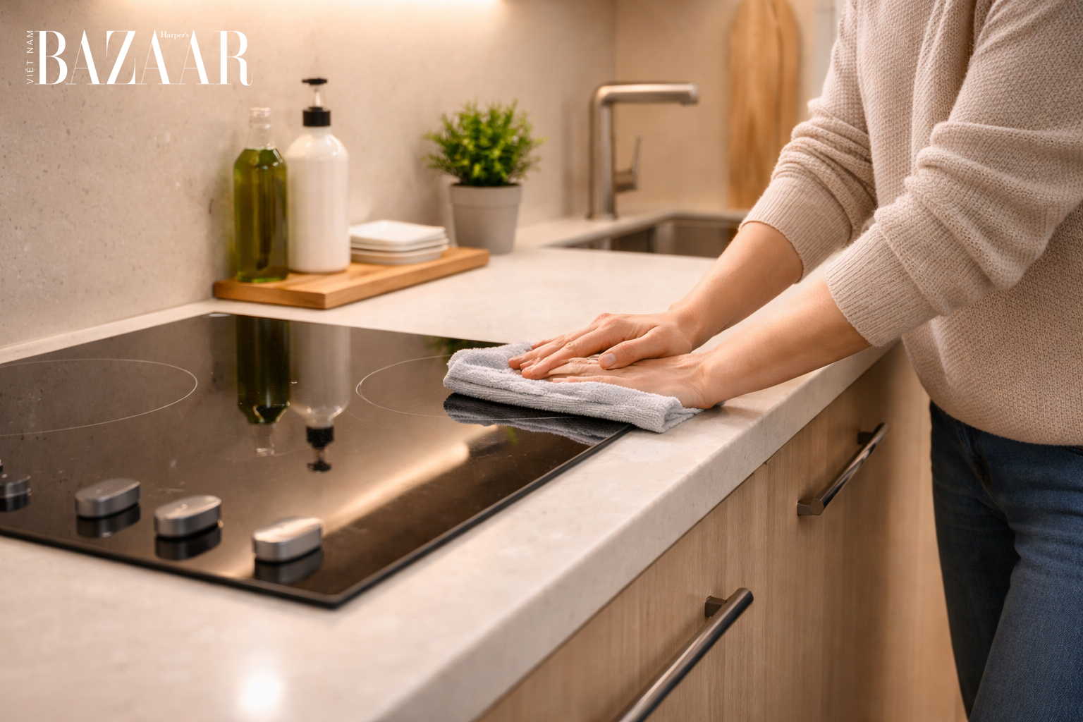 Giữ bếp sạch, khô và gọn để giảm mùi