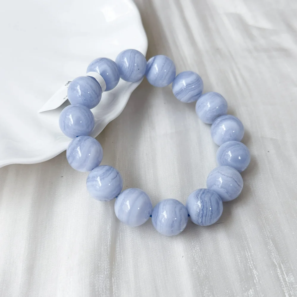 Vòng tay đá mã não ren xanh (Blue Lace Agate)