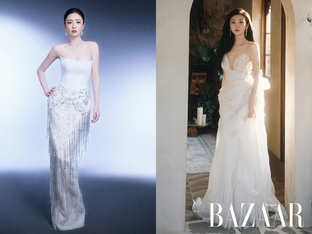 Đồng Lệ Á và Cảnh Điềm diện thiết kế may đo riêng từ Hacchic Couture cho Đêm hội Weibo 2025