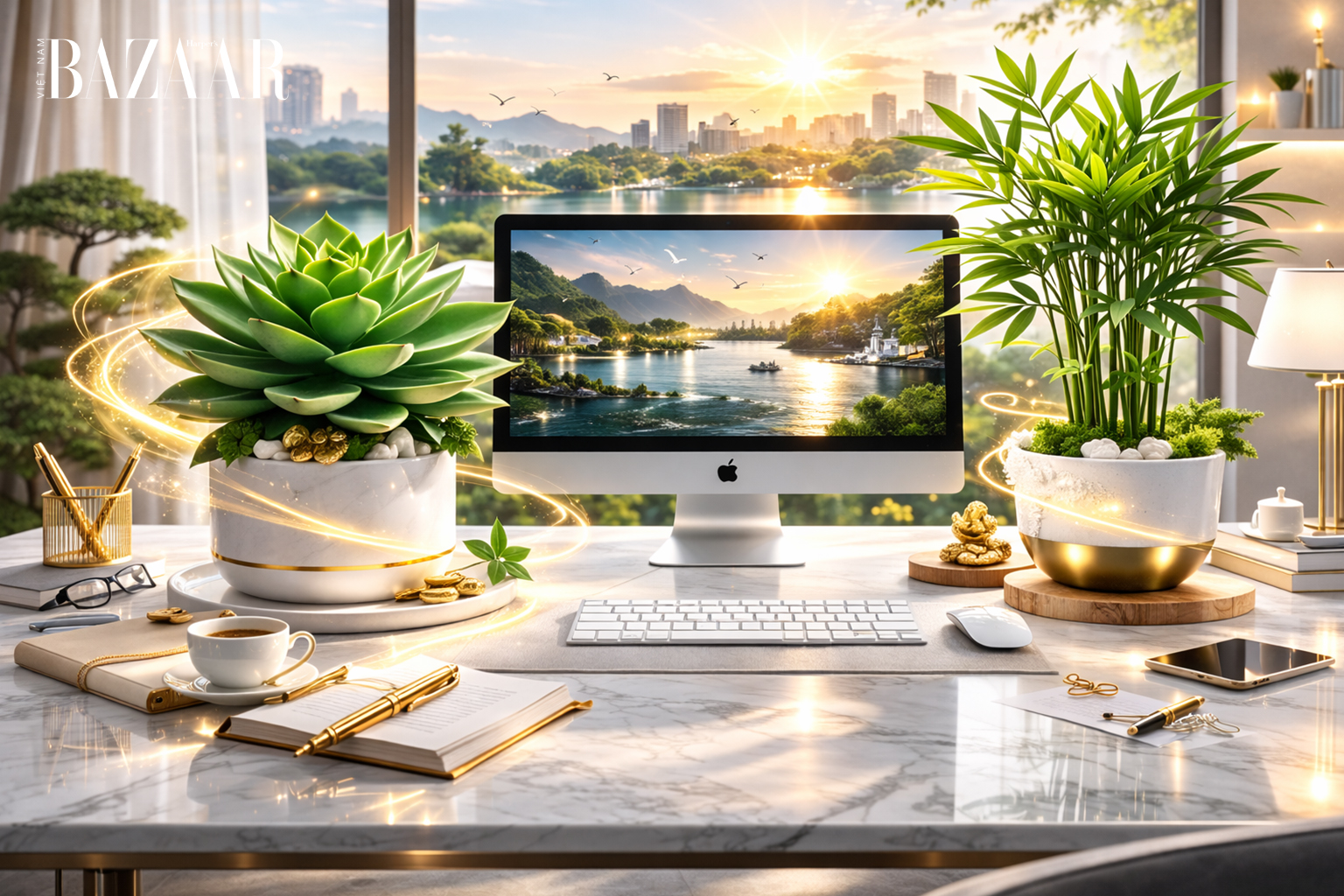 Cây búp sen và cây trúc Nhật.