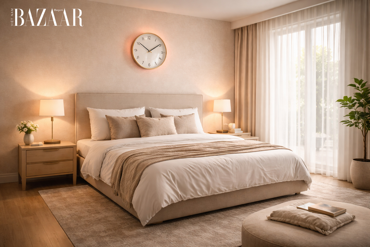 Tránh treo đồng hồ trong phòng ngủ
