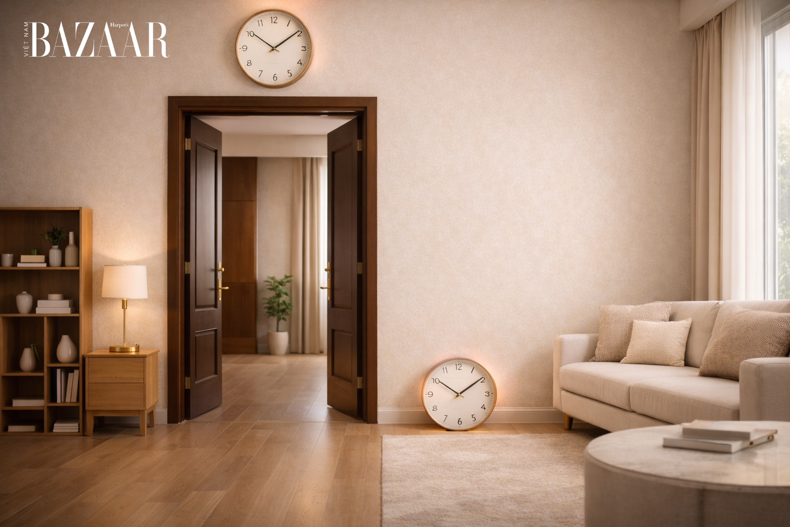 Tránh treo đồng hồ phía trên cửa ra vào hoặc đặt sát sàn nhà