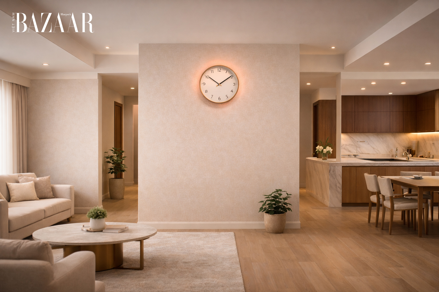 Tránh treo đồng hồ ở trung tâm ngôi nhà