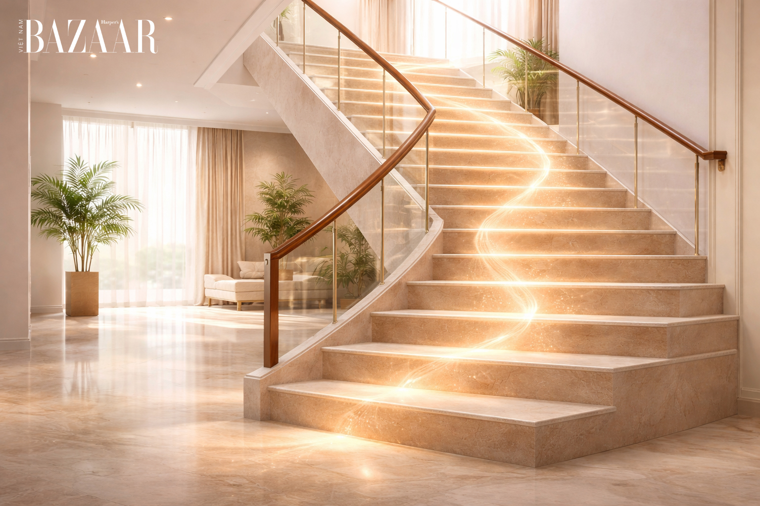Mỗi bậc thang không chỉ là bước chân, mà còn phản ánh hành trình năng lượng trong ngôi nhà – từ sinh khởi, trưởng thành đến suy giảm theo phong thủy.