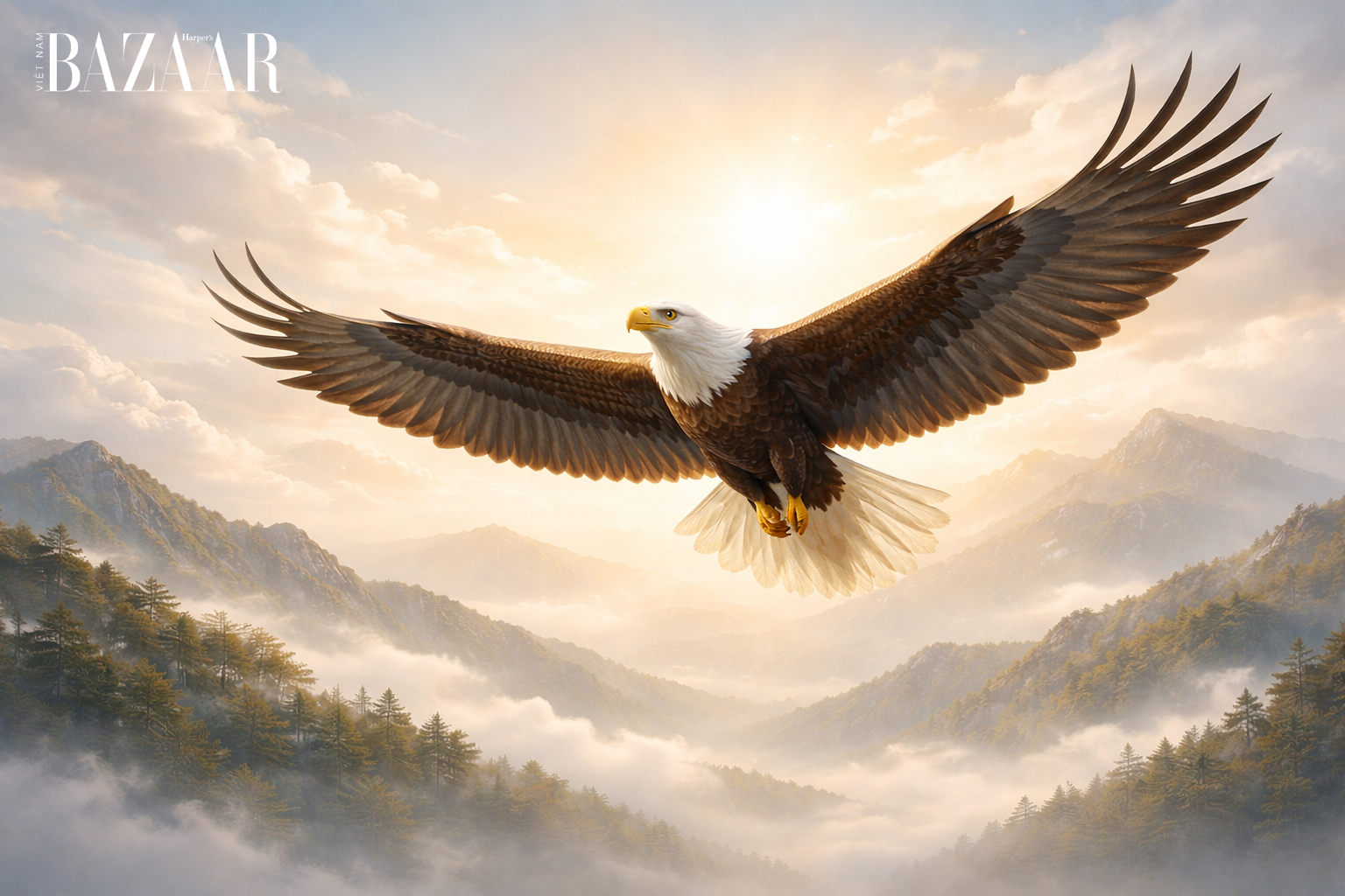 Tranh treo tường phòng khách phong thủy: Đại bàng tung cánh