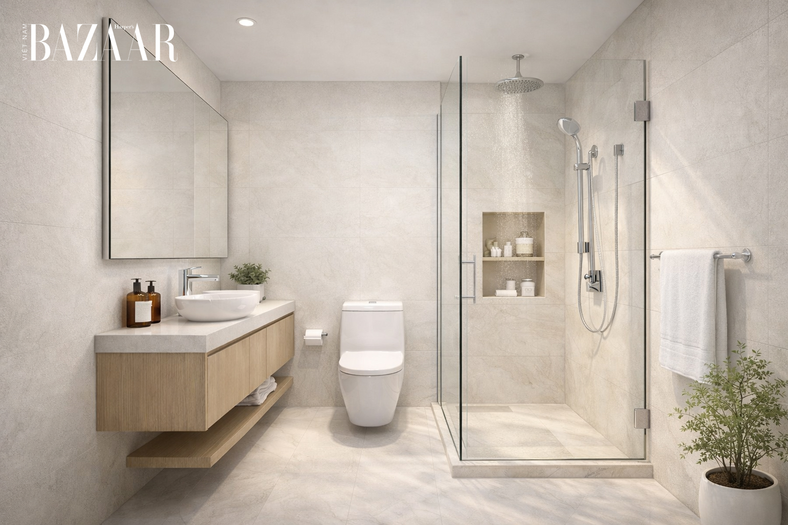 Nhà vệ sinh cần nhìn rộng và thoáng khí.