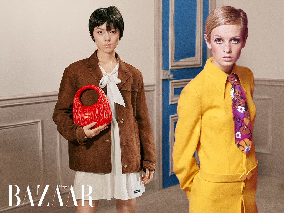 Triệu Kim Mạch và Miu Miu hồi sinh kiểu dáng gamine của biểu tượng Twiggy